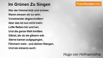 Hugo von Hofmannsthal - Im Grünen Zu Singen