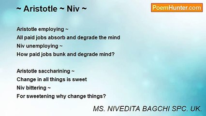 MS. NIVEDITA BAGCHI SPC. UK. - ~ Aristotle ~ Niv ~