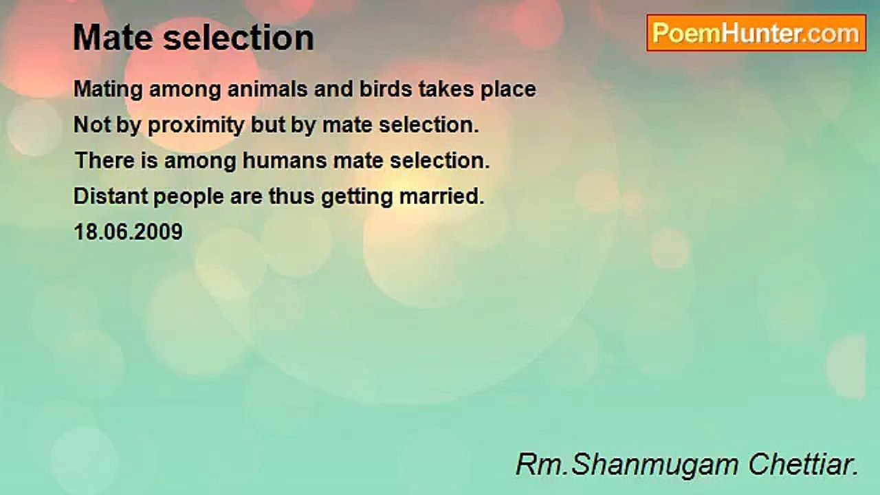 Rm.Shanmugam Chettiar. - Mate selection