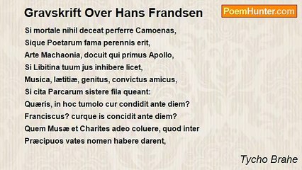 Tycho Brahe - Gravskrift Over Hans Frandsen