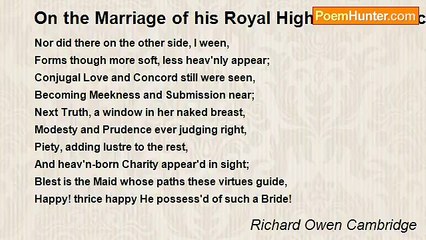 Richard Owen Cambridge - On the Marriage of his Royal Highness Frederick Prince of Wales, Extract