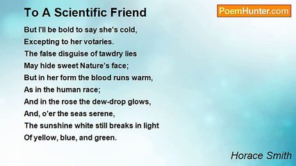 Horace Smith - To A Scientific Friend