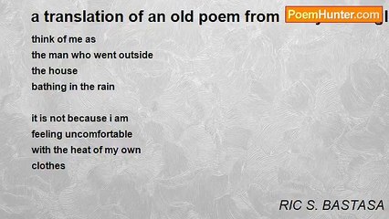 RIC S. BASTASA - a translation of an old poem from bisaya to english