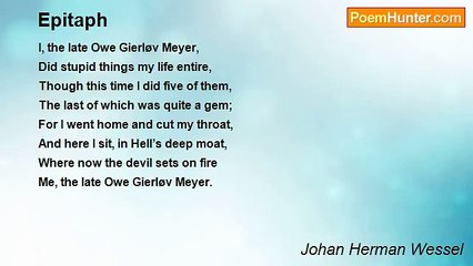Johan Herman Wessel - Epitaph