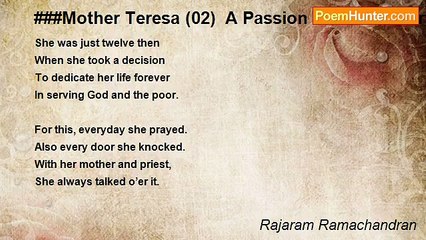 Rajaram Ramachandran - ###Mother Teresa (02)  A Passion for Public Service