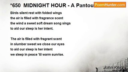 John Knight - *650  MIDNIGHT HOUR - A Pantoum
