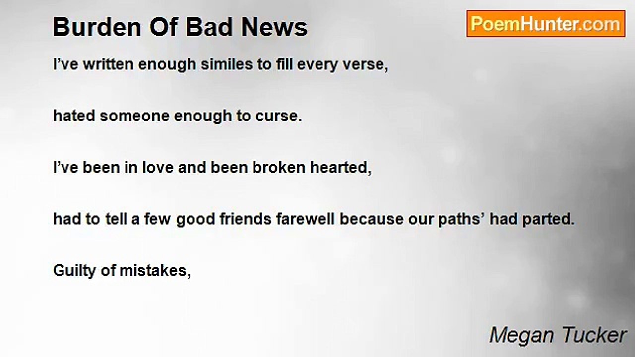 Megan Tucker - Burden Of Bad News