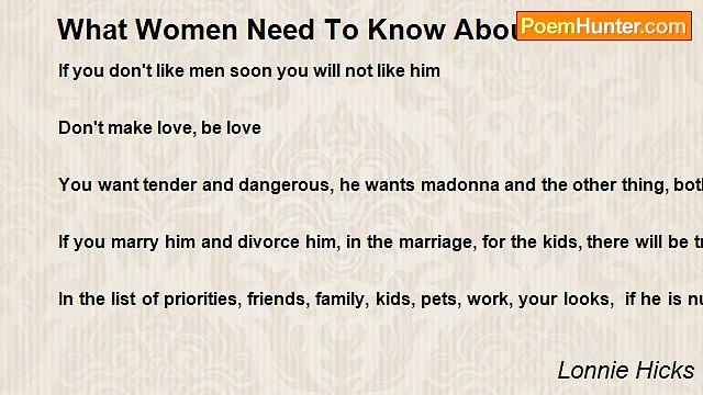 Lonnie Hicks - What Women Need To Know About Men