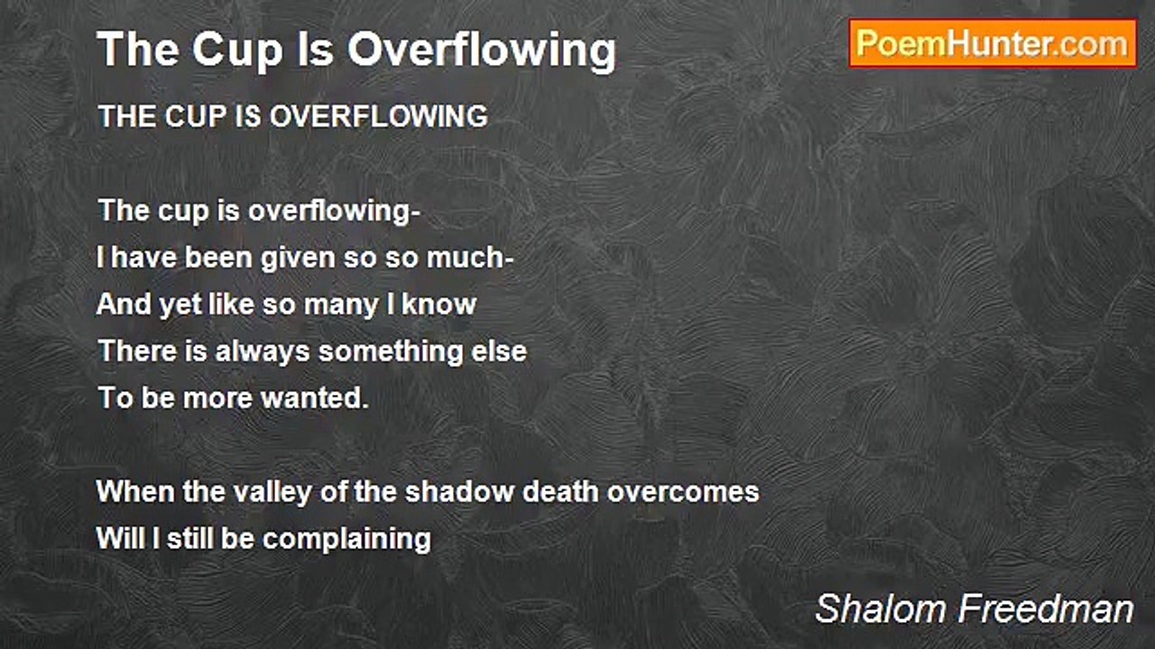 Shalom Freedman - The Cup Is Overflowing