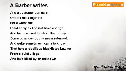 nimal dunuhinga - A Barber writes