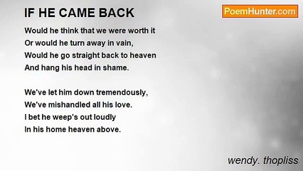 wendy. thopliss - IF HE CAME BACK
