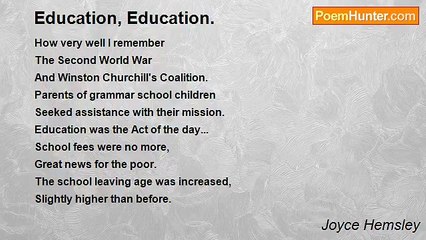 Joyce Hemsley - Education, Education.
