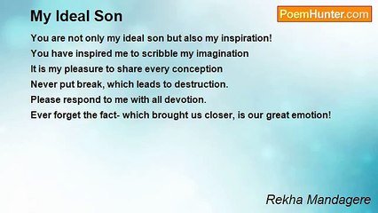 Rekha Mandagere - My Ideal Son