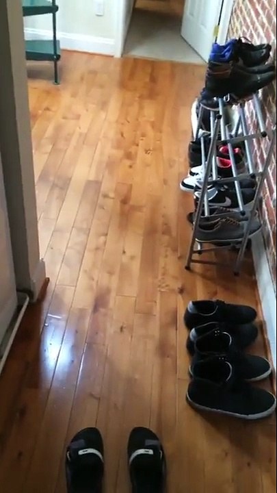 Dancing while cleaning the floor