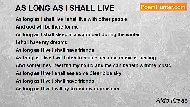 Aldo Kraas - AS LONG AS I SHALL LIVE