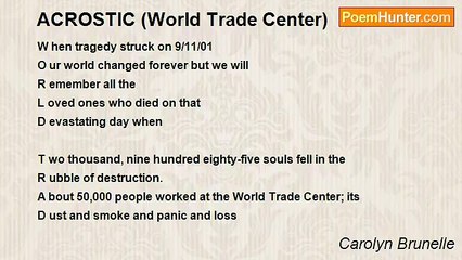 Carolyn Brunelle - ACROSTIC (World Trade Center)