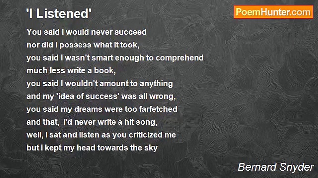 Bernard Snyder - 'I Listened'