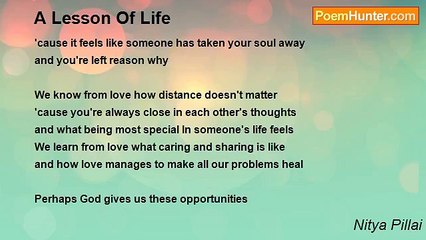 Nitya Pillai - A Lesson Of Life