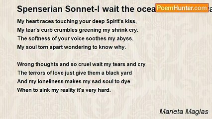 Marieta Maglas - Spenserian Sonnet-I wait the ocean waves to wash my soul