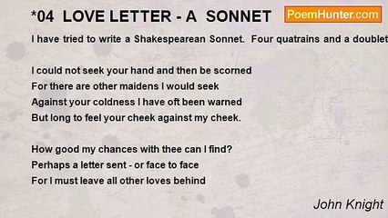 John Knight - *04  LOVE LETTER - A  SONNET