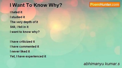 abhimanyu kumar.s - I Want To Know Why?