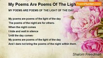 Shalom Freedman - My Poems Are Poems Of The Light Of The Day