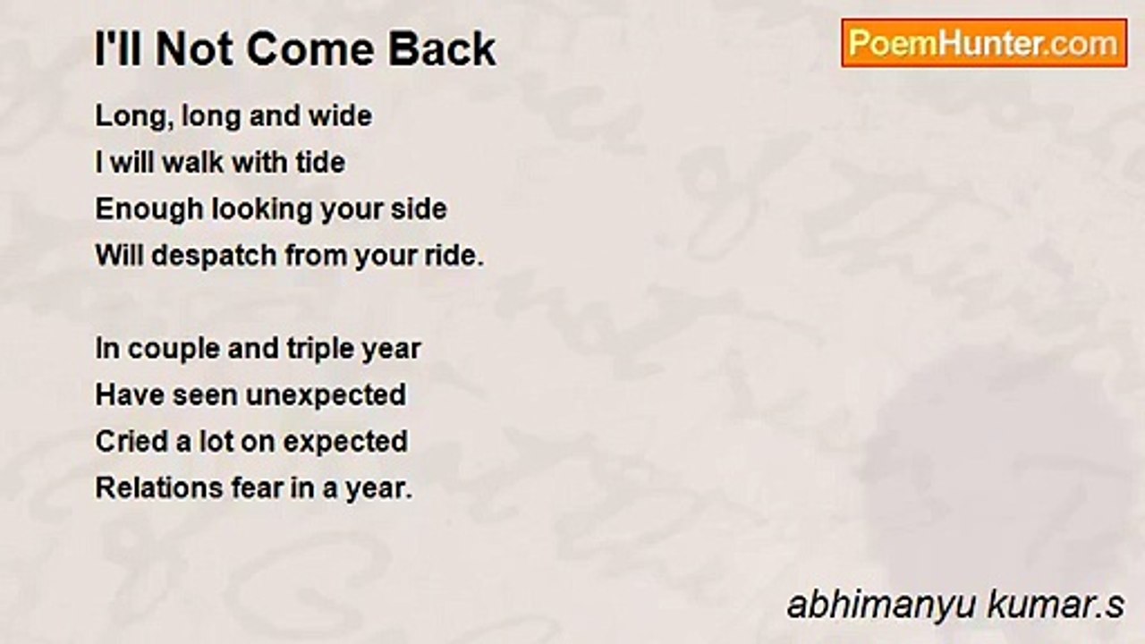 abhimanyu kumar.s - I'll Not Come Back