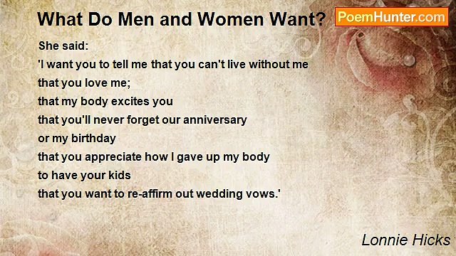 Lonnie Hicks - What Do Men and Women Want?