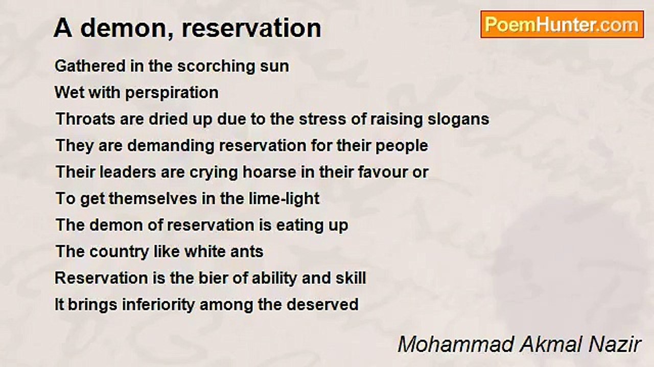 Mohammad Akmal Nazir - A demon, reservation