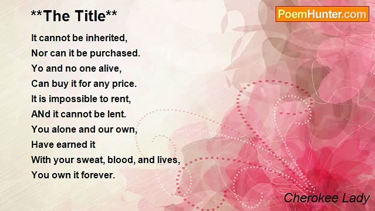 Cherokee Lady - **The Title**