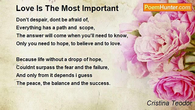 Cristina Teodor - Love Is The Most Important