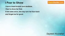 Sayeed Abubakar - I Fear to Show