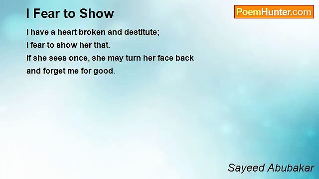 Sayeed Abubakar - I Fear to Show