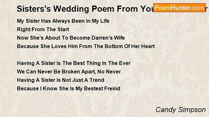 Candy Simpson - Sisters's Wedding Poem From Your Little Sister