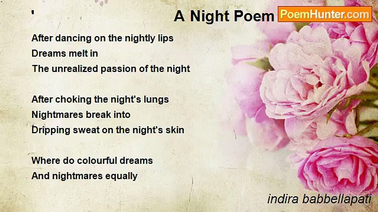 indira babbellapati - '                                 A Night Poem                                      '