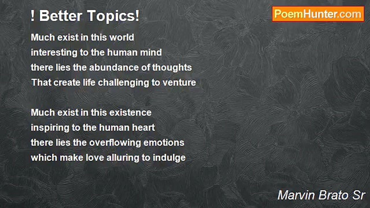 Marvin Brato Sr - ! Better Topics!