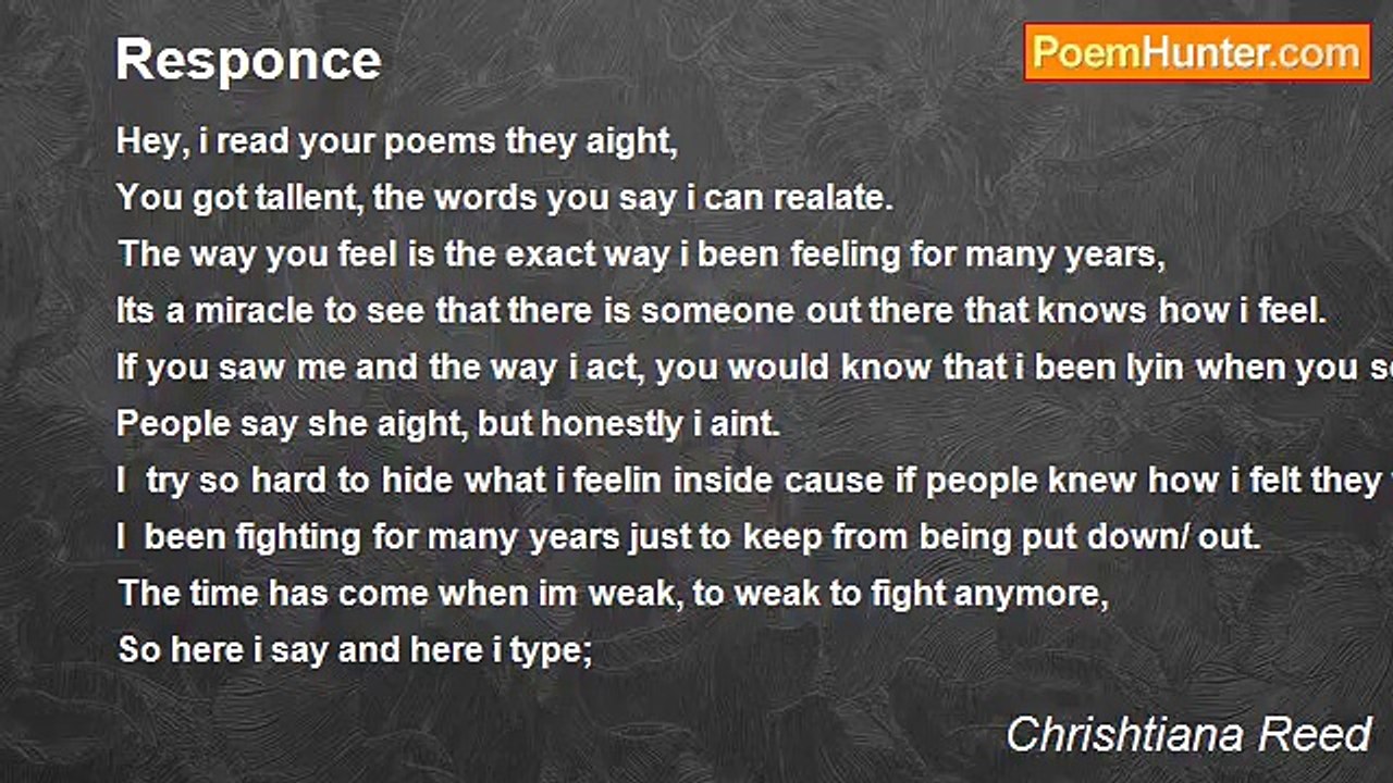Chrishtiana Reed - Responce