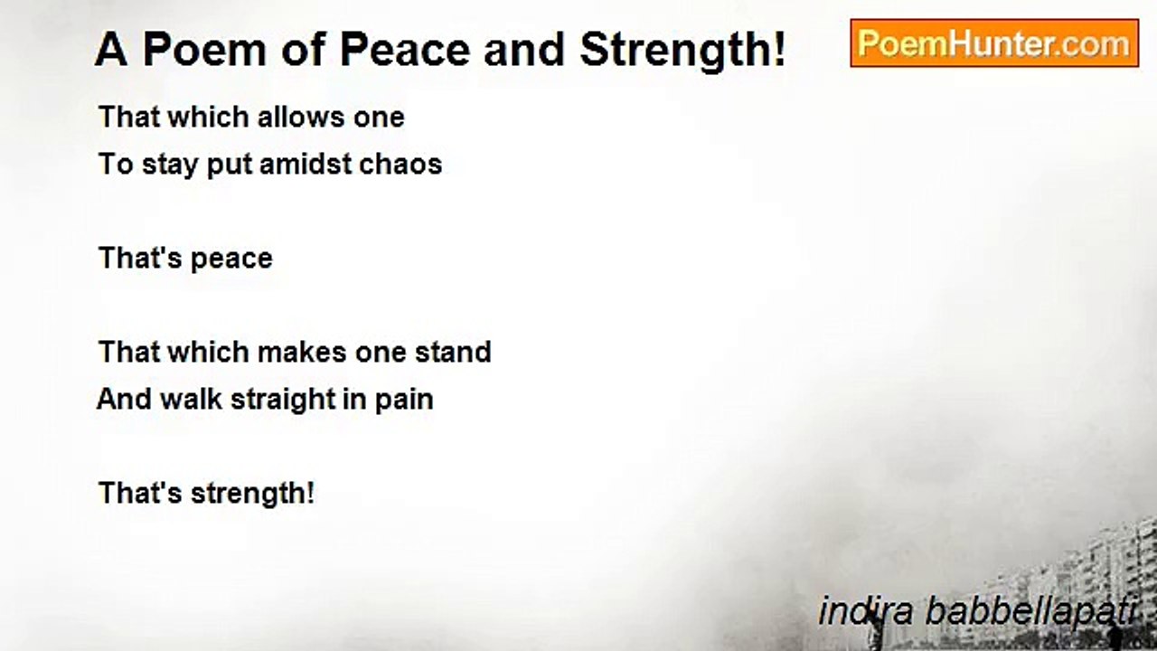 indira babbellapati - A Poem of Peace and Strength!