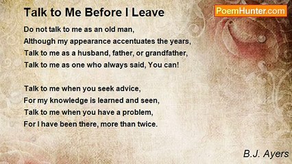 B.J. Ayers - Talk to Me Before I Leave