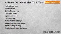 indira babbellapati - A Poem On Obsequies To A Tear