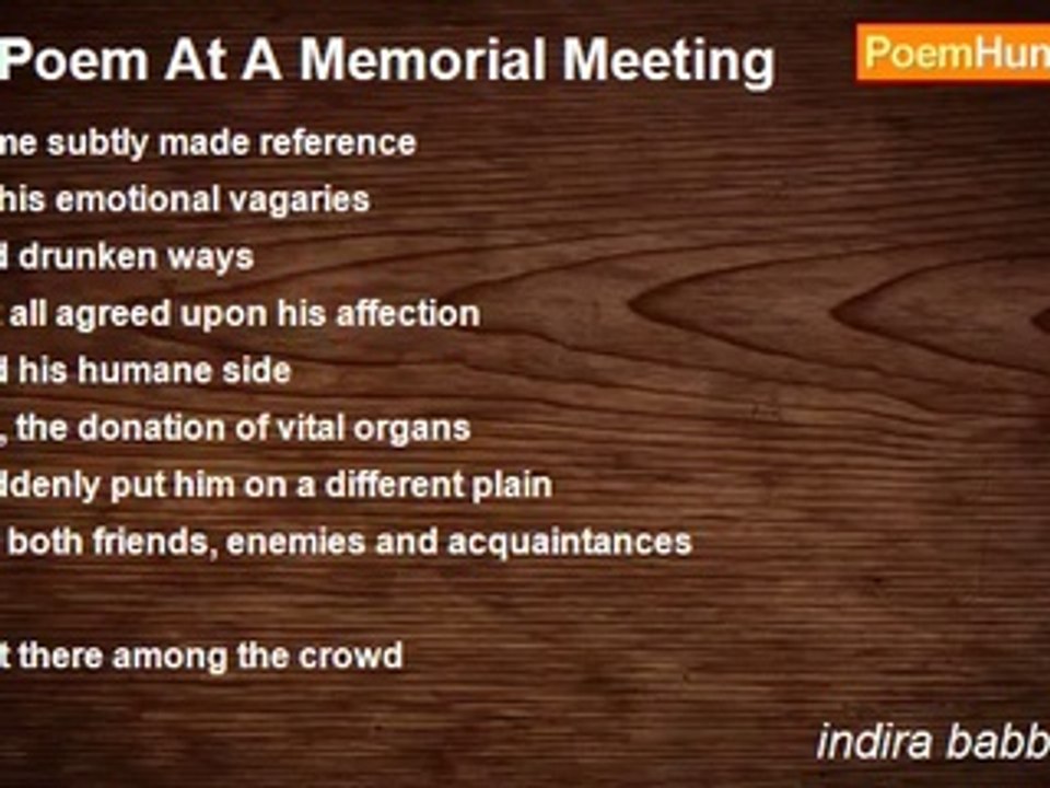 indira babbellapati - A Poem At A Memorial Meeting