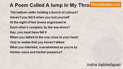 indira babbellapati - A Poem Called A lump In My Throat