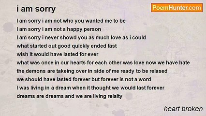 heart broken - i am sorry
