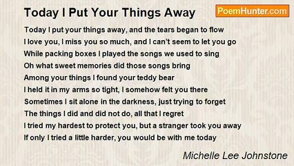 Michelle Lee Johnstone - Today I Put Your Things Away