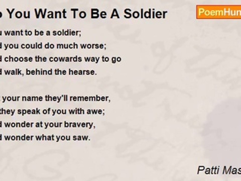 Patti Masterman - So You Want To Be A Soldier