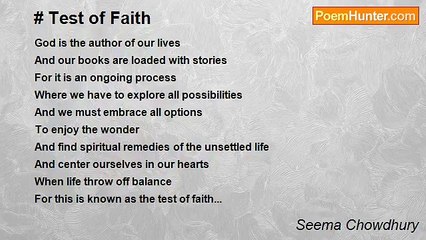 Seema Chowdhury - Test of Faith and courage