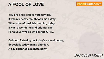 DICKSON MSETI - A FOOL OF LOVE