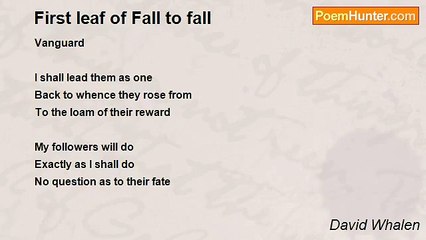 David Whalen - First leaf of Fall to fall