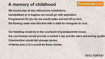 renu kakkar - A memory of childhood