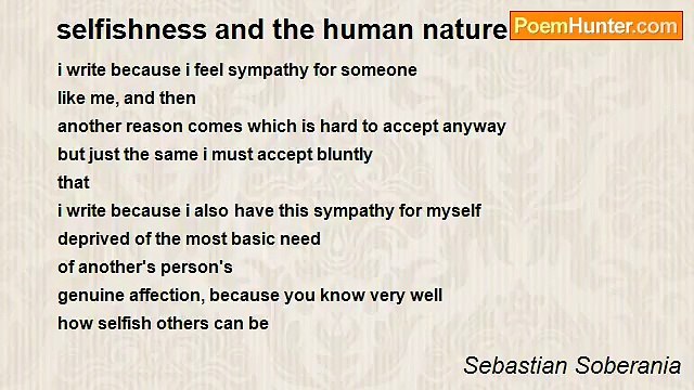 Sebastian Soberania - selfishness and the human nature